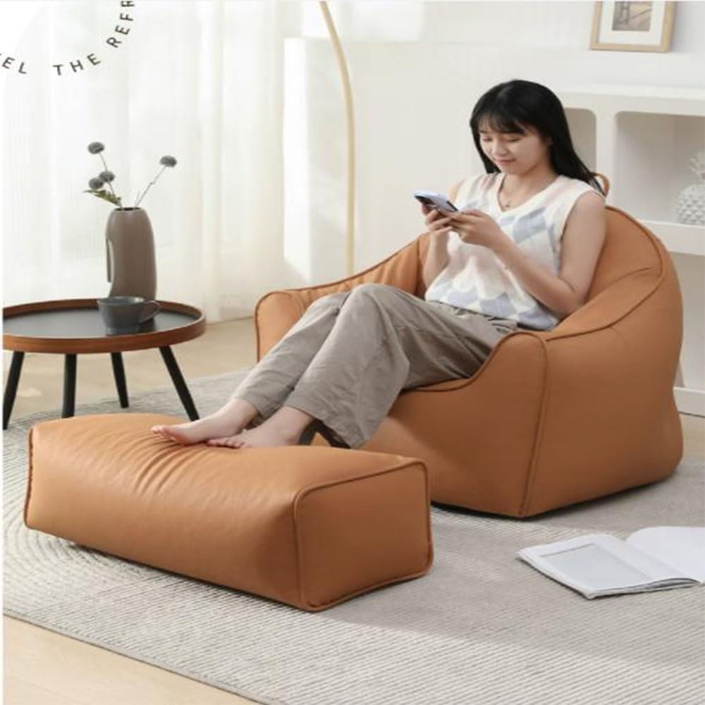 Dmuchana sofa Krzesło worek fasoli, Stołek podłogowy, można położyć się i spać Prosty salon Sypialnia Mały rozkładany fotel Pojedyncze krzesło balkonowe (C)
