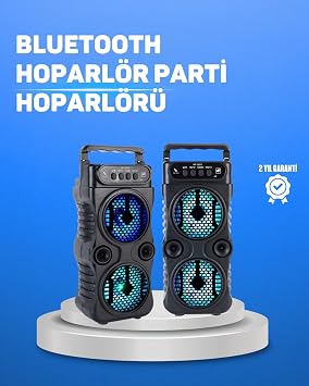 Kablosuz LED I kl  Bluetooth Hoparl r   FM Radyolu, Mikrofon Giri li
