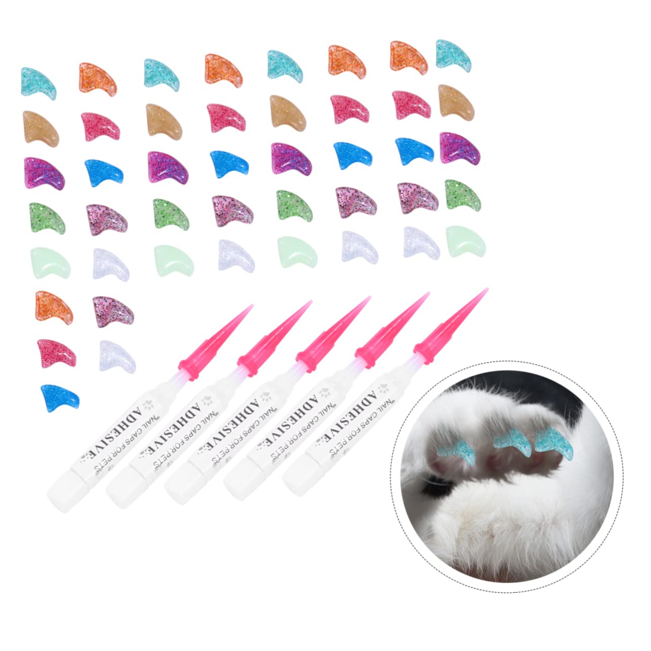 POPETPOP 300 Pièces Ensemble D'ongles pour Animaux De Compagnie Capuchons D'ongles pour Animaux De Compagnie Accessoires De Toilettage pour Chat Gel Griffes De Chat Patte Doux Caoutchouc