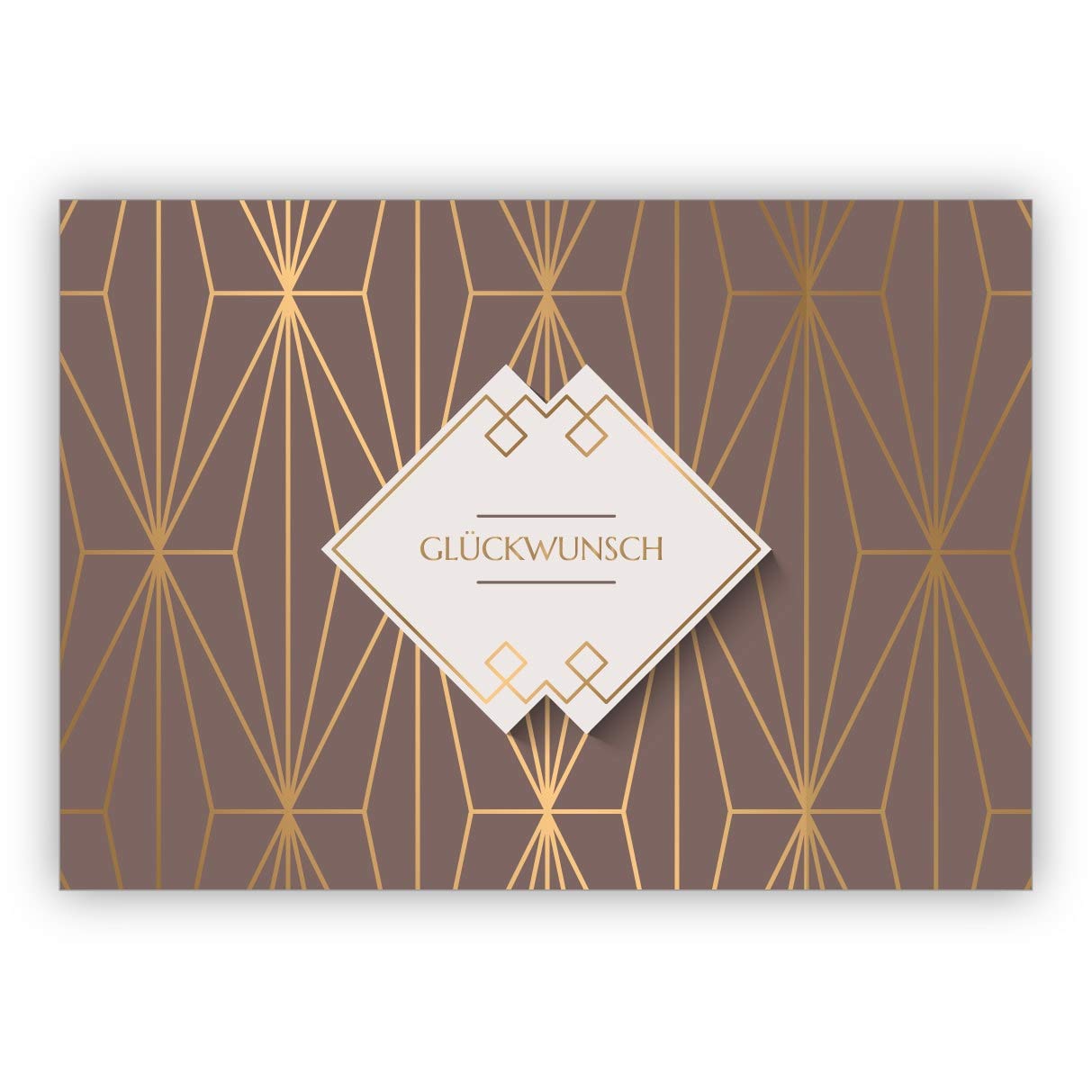 Kartenkaufrausch 16er Karten Set : Edle Art Deco Glückwunschkarte mit Gold Optik in braun zum Geburtstag, Examen, Jubiläum Hochzeit: Glückwunsch • um zum Geburtstag zu gratulieren mit Umschlag