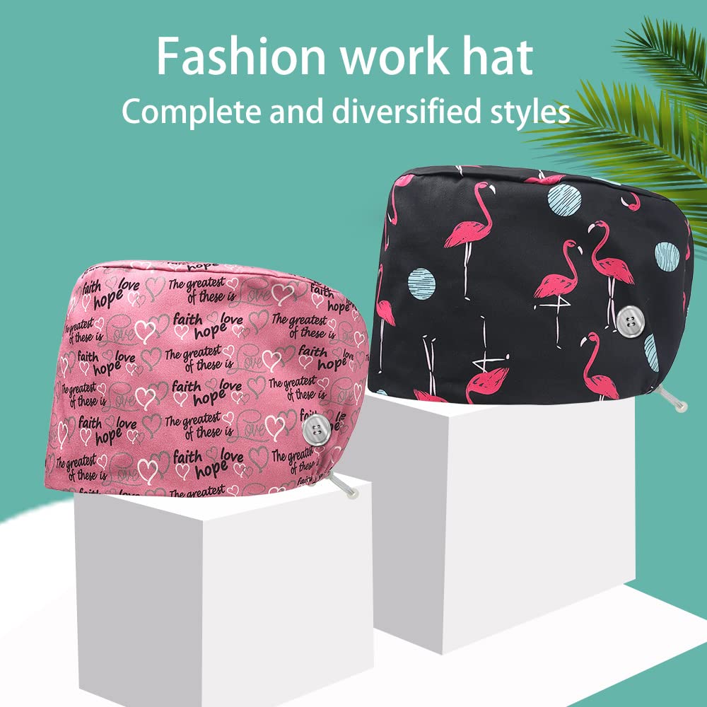 niaahinn Working Hats Doctor Nurse Caps with Button Tie Back Hats with Sweatband Multi-purpose Adjustable Hospital for Women Men (83069-83070)
