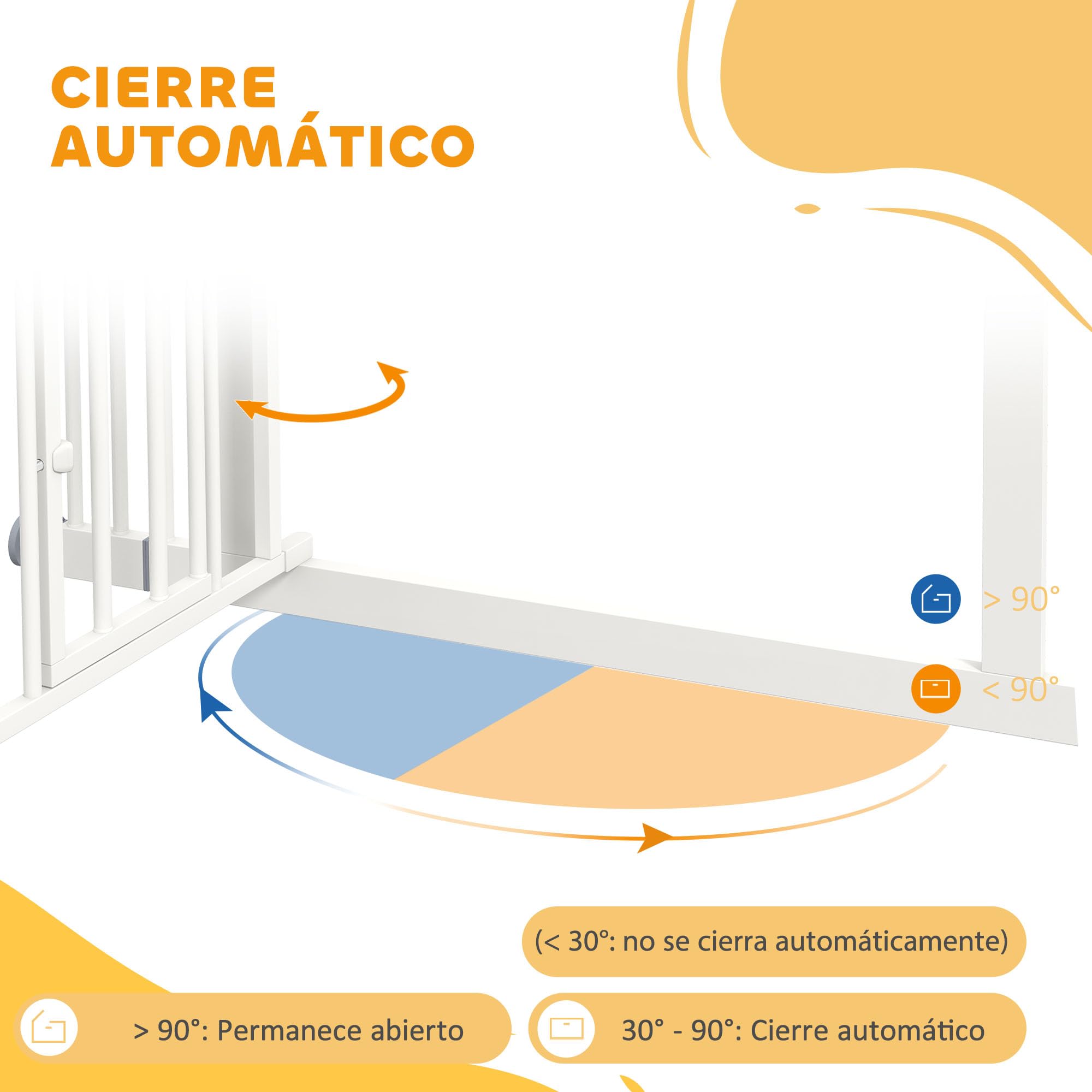 PawHut Barrera de Seguridad para Perros Extensible 74-100 cm Blanco | Barrera para Perros, para Puertas y Escaleras, Montaje a Presión, Puerta Pequeña, Doble Bloqueo