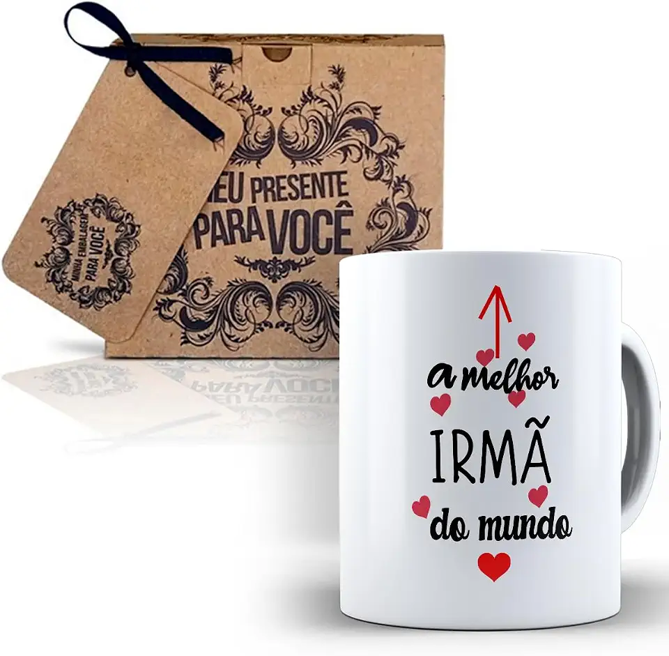 Caneca Melhor Irmã do Mundo Com Caixinha de Presente