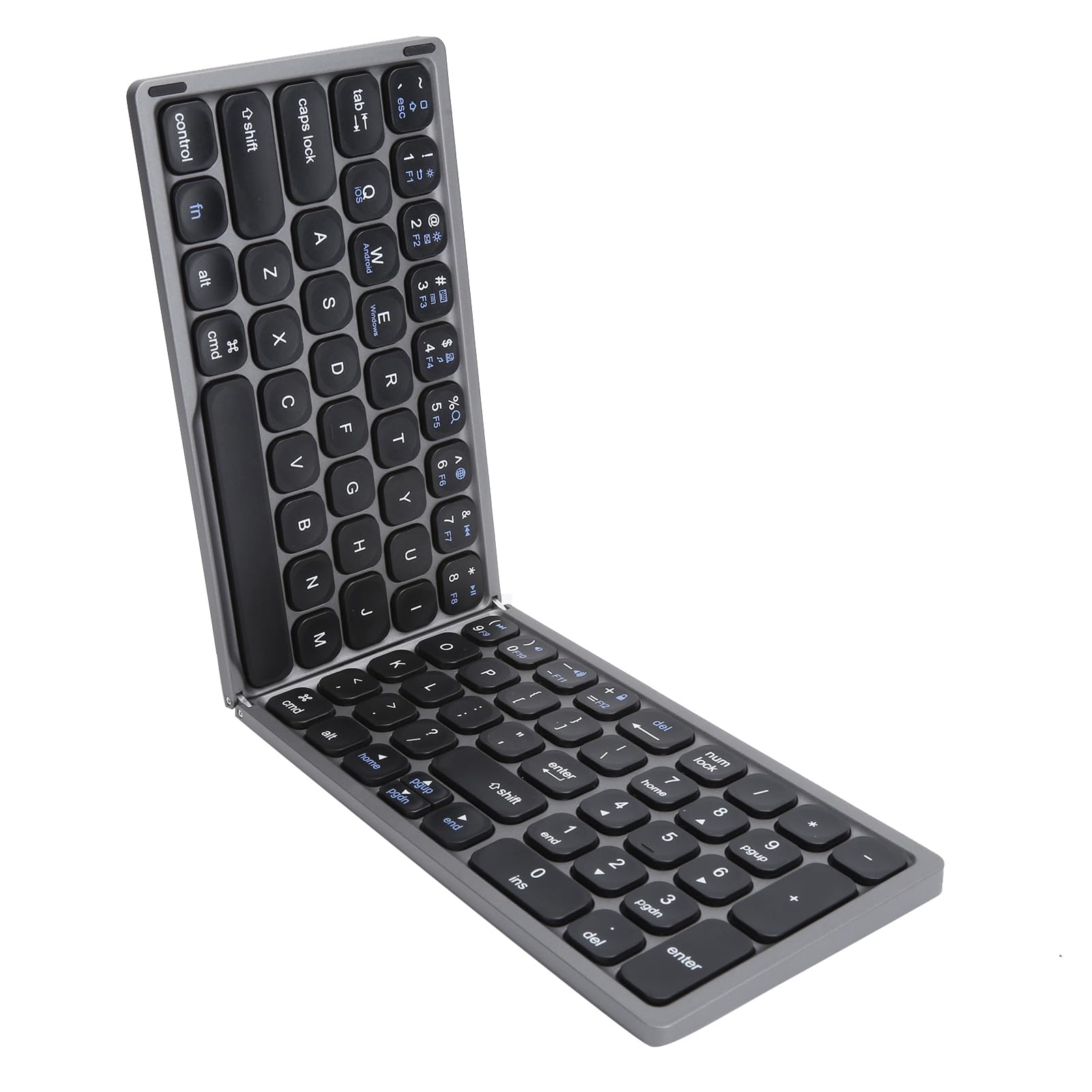 Alomejor Folding Bluetooth Keyboard with Numeric Keypad (Iron Gray) | Wireless, design ultrasottile, compatibile con IOS, , , pieghevole portatile, tasti di dimensioni standard