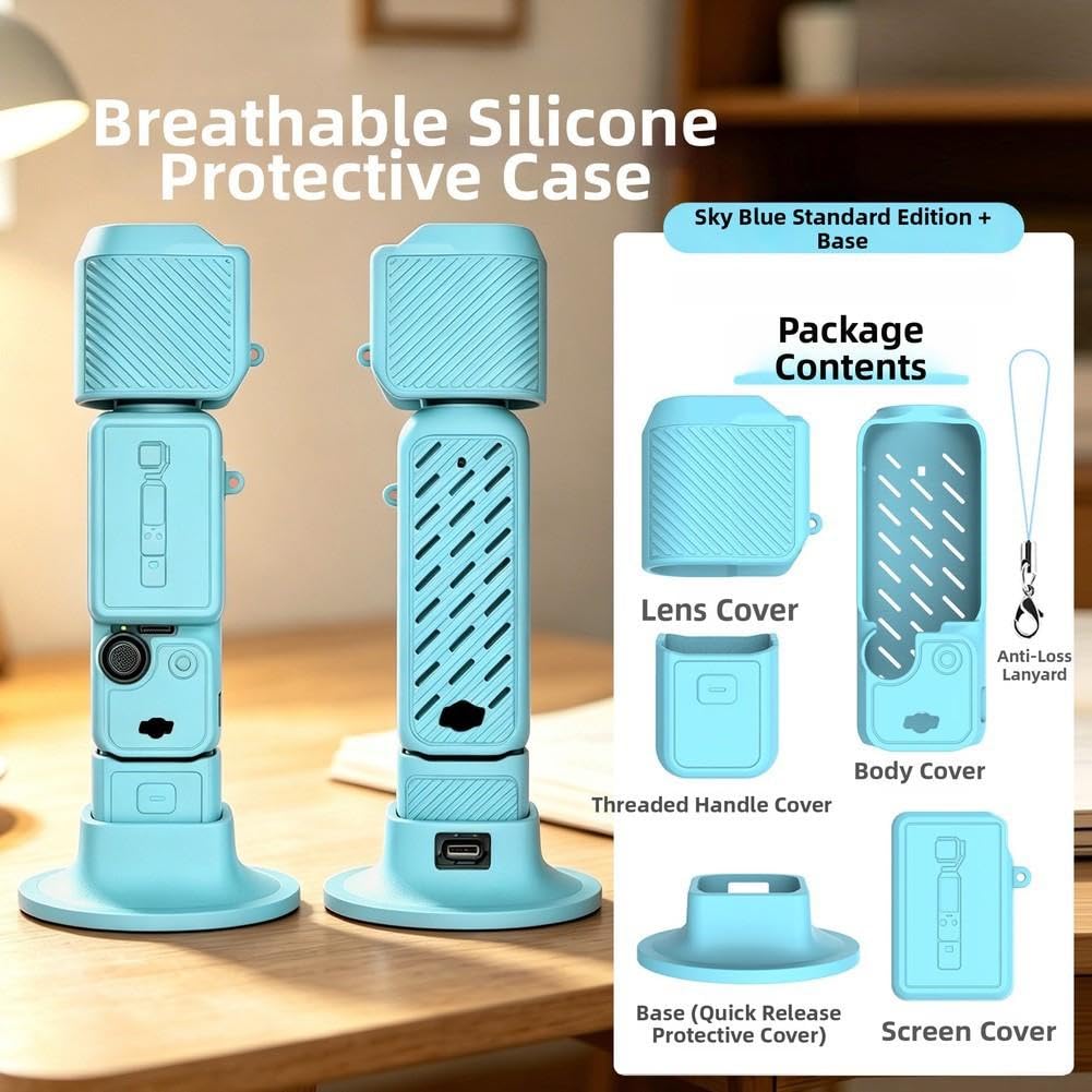 Weiche Silikon Tasche für dji Pocket 3 für stoßfest Griffig Weiche(Blue) | Weiches Silikon, rutschfester für griff, 8 Farboptionen, personalisierbar, ideal für Vlogs
