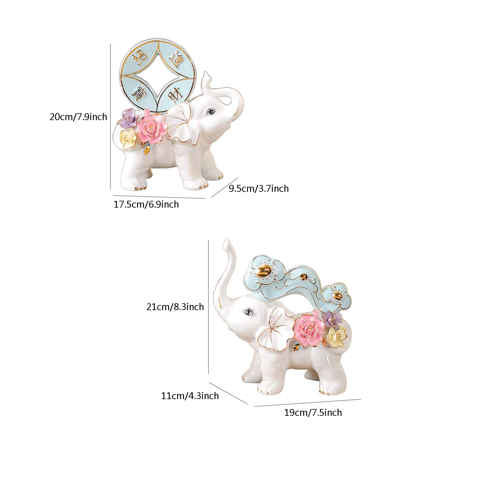 SUNESA Kunstwerk Skulpturen Elefant Feng Shui Statue Reichtum Glückliche Figur Wohnkultur Geschenk Sammlerliche Desktop Dekoration Elefant Statue Schmuck Haushaltshandwerk Geschenk Statuen