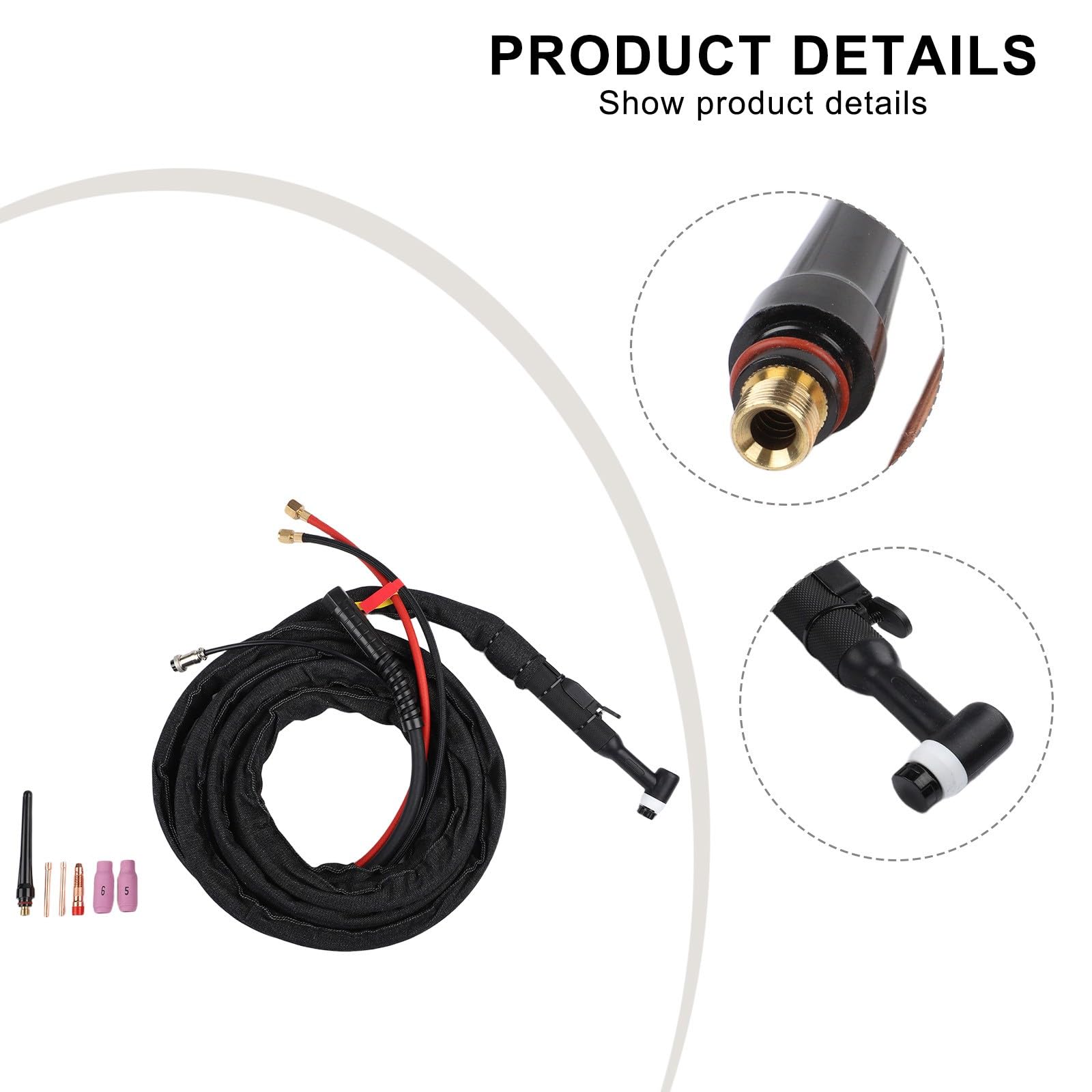 WP18 - Set di bruciatori per saldatura TIG, raffreddato ad acqua, cavo da 4 m, 350 A, rame bachelite, per saldatrici AGON, con connettore da 16 mm e accessori