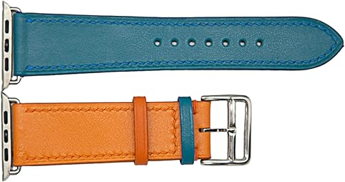 Correas de cuero de grano completo hechas a mano compatibles con Apple Watch de 1.929in, 1.772in, 1.732in, 1.654in, 1.614in, 1.575in, 1.496in,