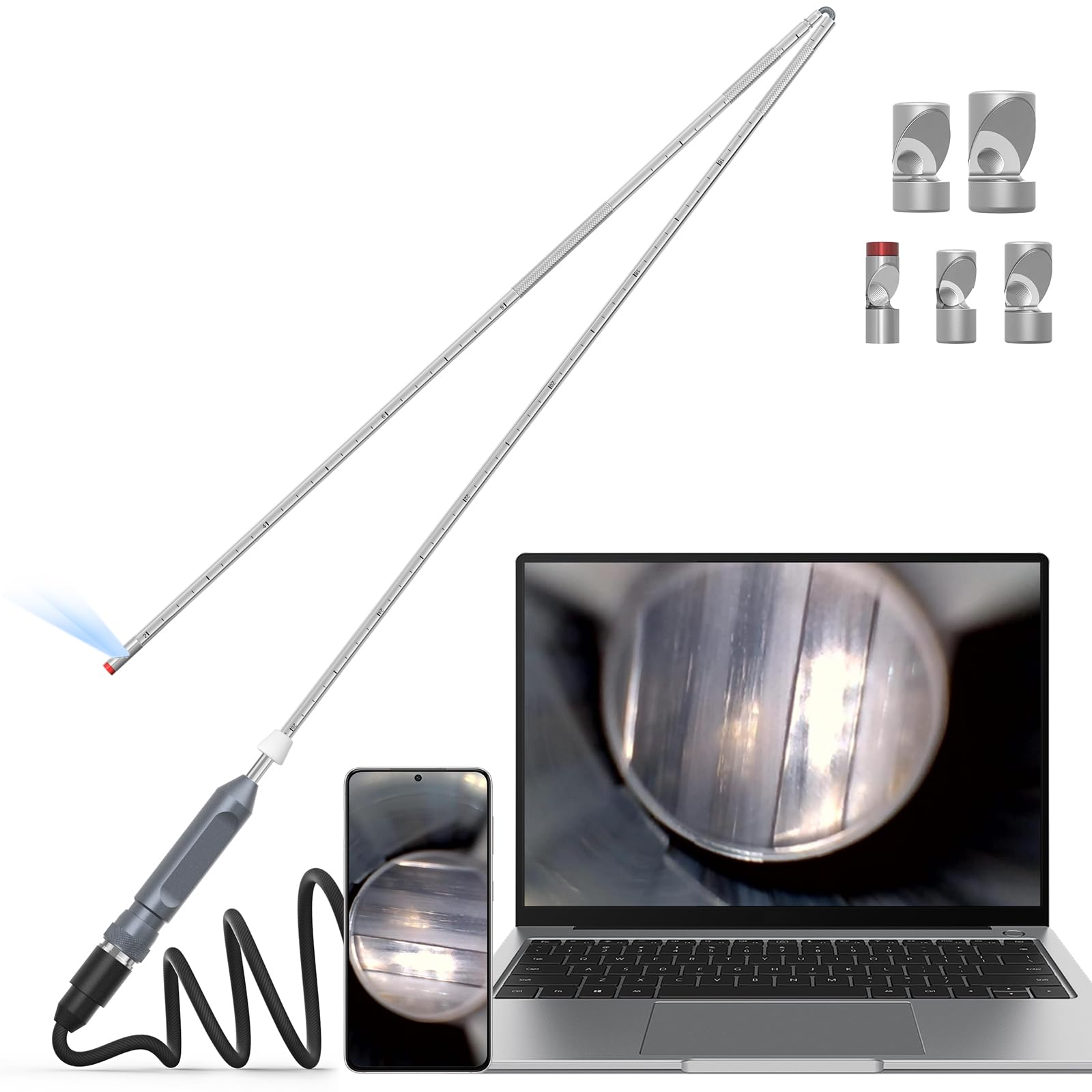 USB Boroscopio per Fucile-Messa a Fuoco & Piega, Teslong NTG200H Endoscopio Pulizia della Canna da 0,22 Pollici, Asta Rigida Pieghevole da 26 Pollici, Adatta per Armi da Fuoco Calibro .20 e Più Grandi