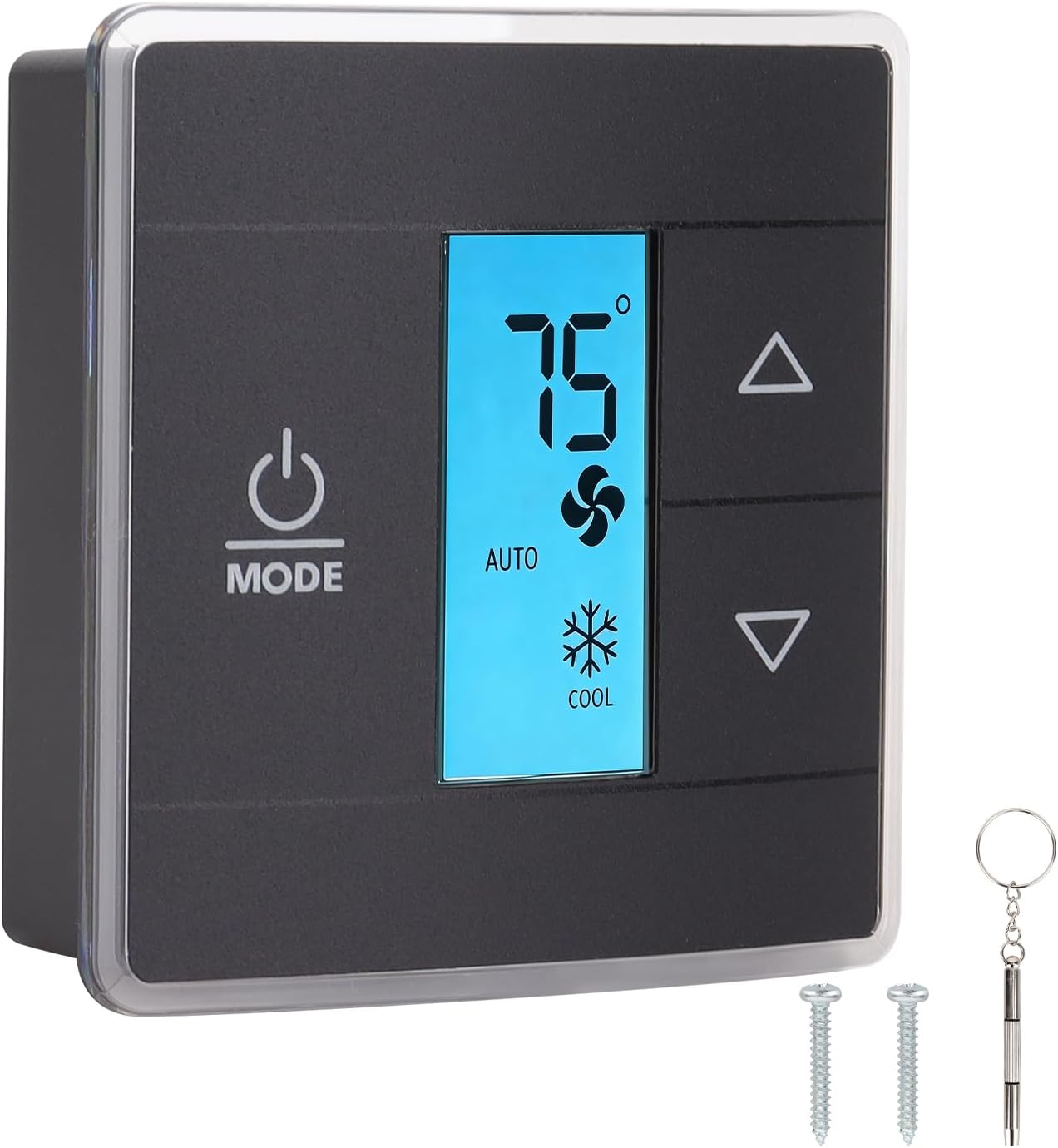 RV Thermostat Replacement - Compatible with Dometic 3316250.712, 12V Camper Thermostat Heat/Cool, 3-Wire RV Furnace with Fan Mode