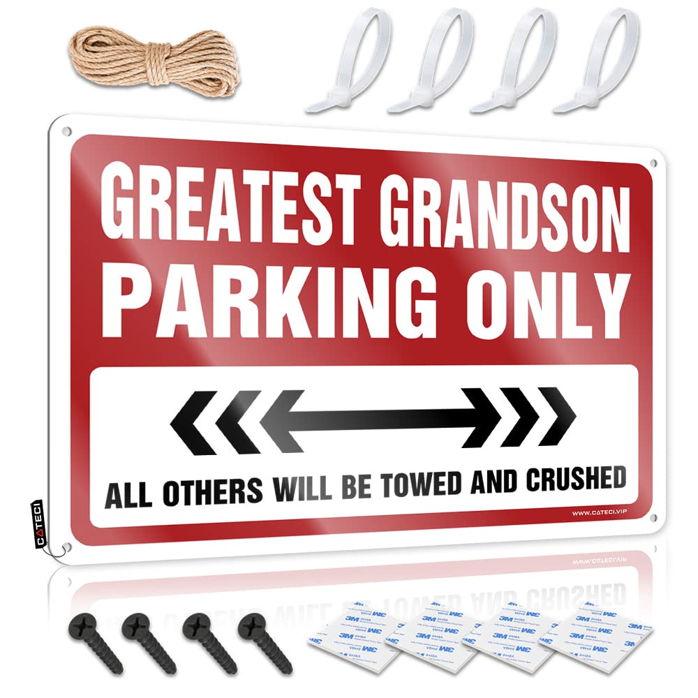 KRAZMURONGD Funny Beer Sign Greatest Grandson Parking Only Tin Sign Warning Tin Sign In Home Bar Signs