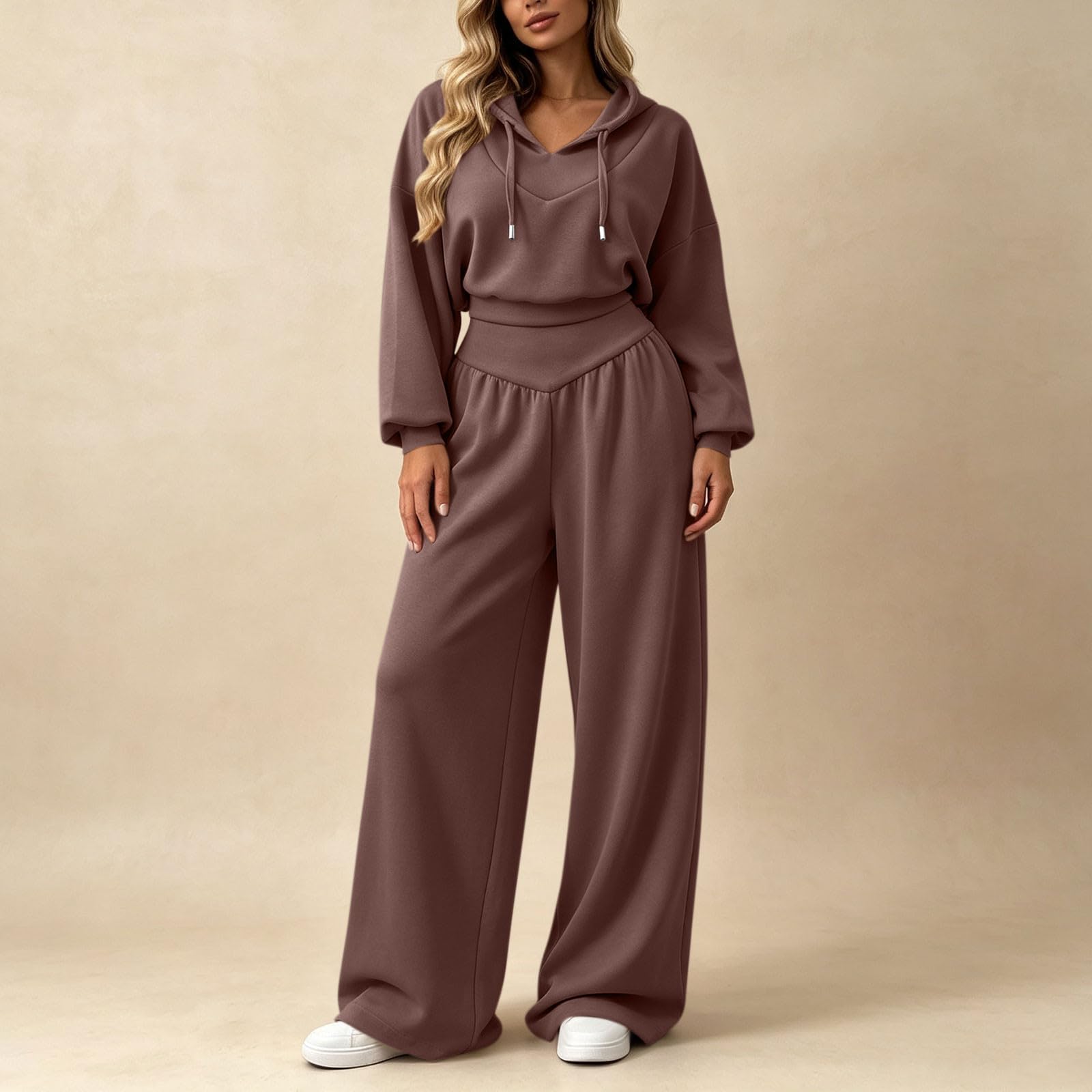 Tuta da donna Set completo Autunno Inverno Oversize Co Ord Set Felpa con Cappuccio Corta Elastico in Vita Pantaloni della Tuta Allenamento Palestra Felpa con cappuccio e Pantaloni da jogging Casual