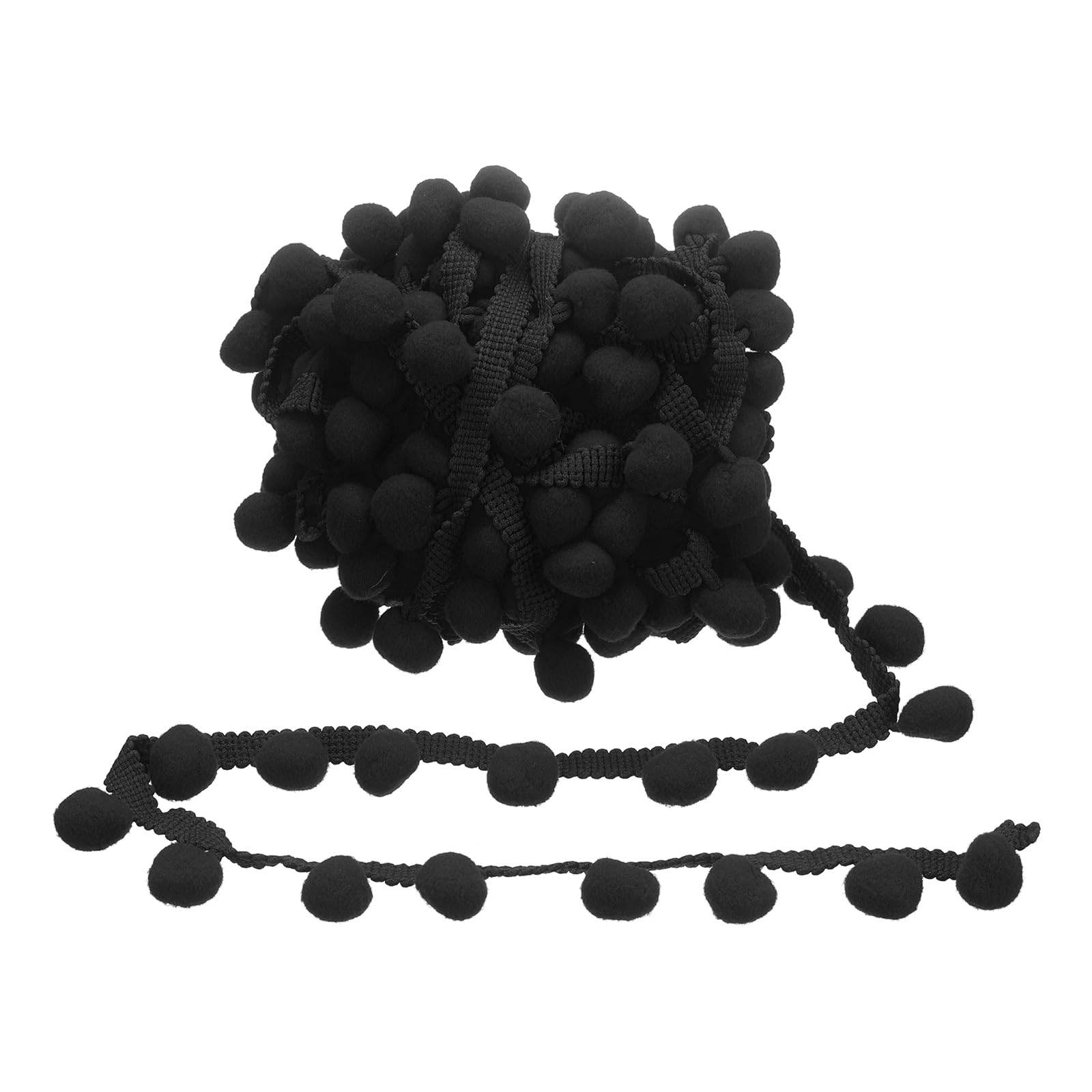 sourcing map 9 Yards Pom Poms Trim, 0.59" Wide Pompoms Balls Fringe Trim Ribbon Tassel Lace Accessory for DIY Craft Sewing Clothing Curtain Pillow Home Decoration(Black)