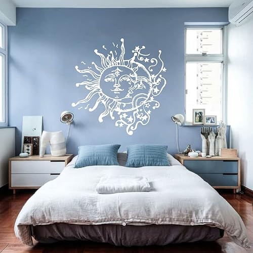 Miniatura 10 de Calcomanías de pared con estrellas y sol, luna, decoración celestial del hogar para cualquier habitación, moderno, bohemio, para dormitorio, murales
