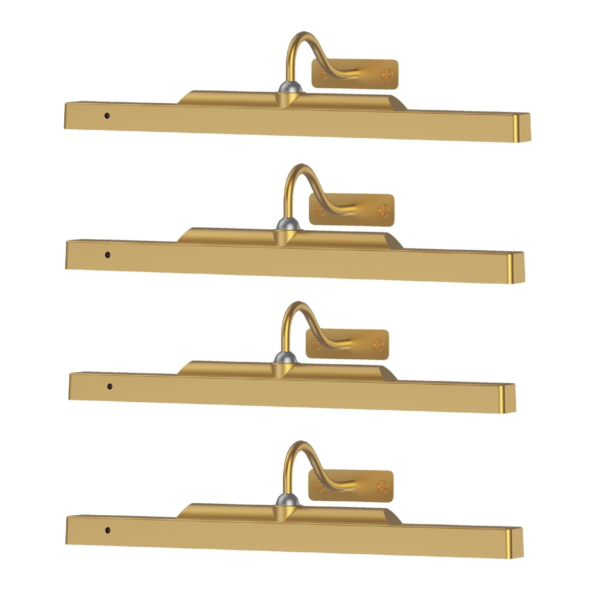 Kryoza 4 Pack Brass Picture Lights for Wall Art, 5000mAh Cordless Gallery Lighting Battery Operated Rechargeable, 3 Color Temps with Remote Control Wall Light for Picture Frame Artworking Portrait