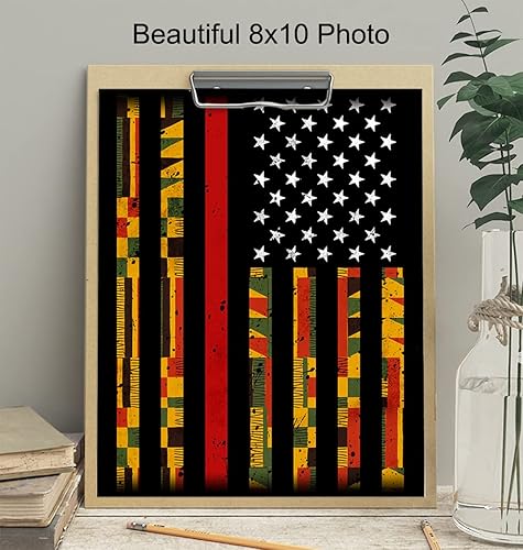 Miniatura 4 de African American Pride Kente Flag - 8x10 Photo Poster - Patriotic Gift for Teacher, Civil Rights, Black Lives Matter Fans - Unique Classroom Wall