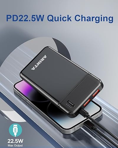 Miniatura 4 de Cargador portátil Power Bank de 10000 mAh PD 22.5 W, batería ultra delgada con entradasalida USB-C, compatible con iPhone 16 15 14 13 12, Galaxy S24