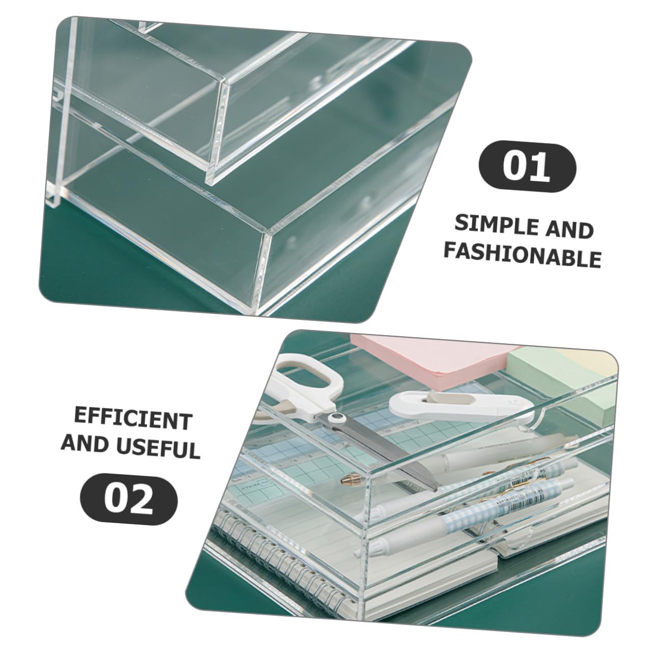 Organizer da Scrivania con Trasparente in Acrilico Spesso Contenitore Multi Cosmetici Gioielli e Accessori Scatola Portaoggetti per Trucco e Piccoli Oggetti