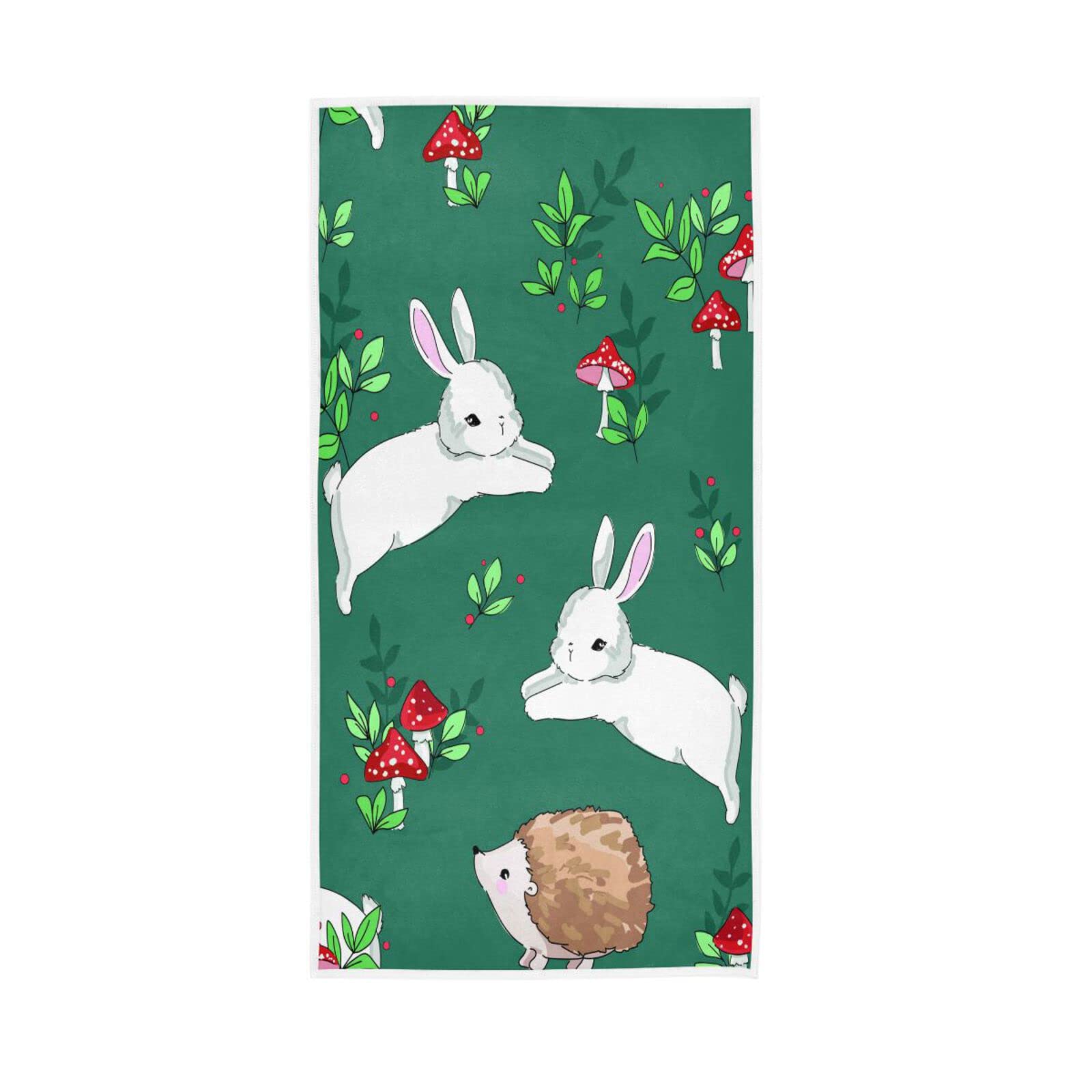 LSRCPD Hand Towels Cute Rabbit Hedgehog Decor Fingertip Soft Face Towel Absorbent Bathroom Kitchen Towels
