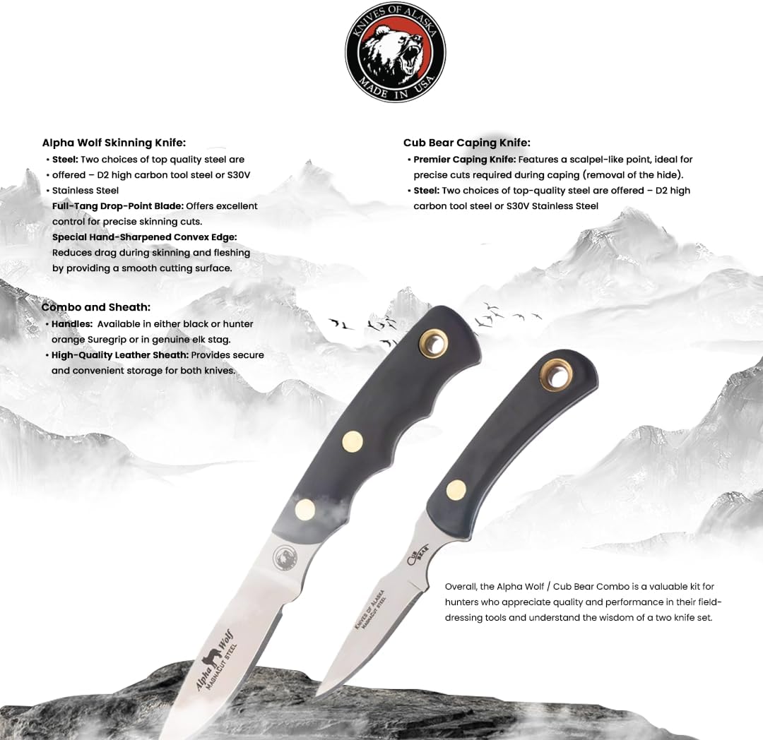 Knives of Alaska Alpha Wolf D2/Cub Bear Combo
