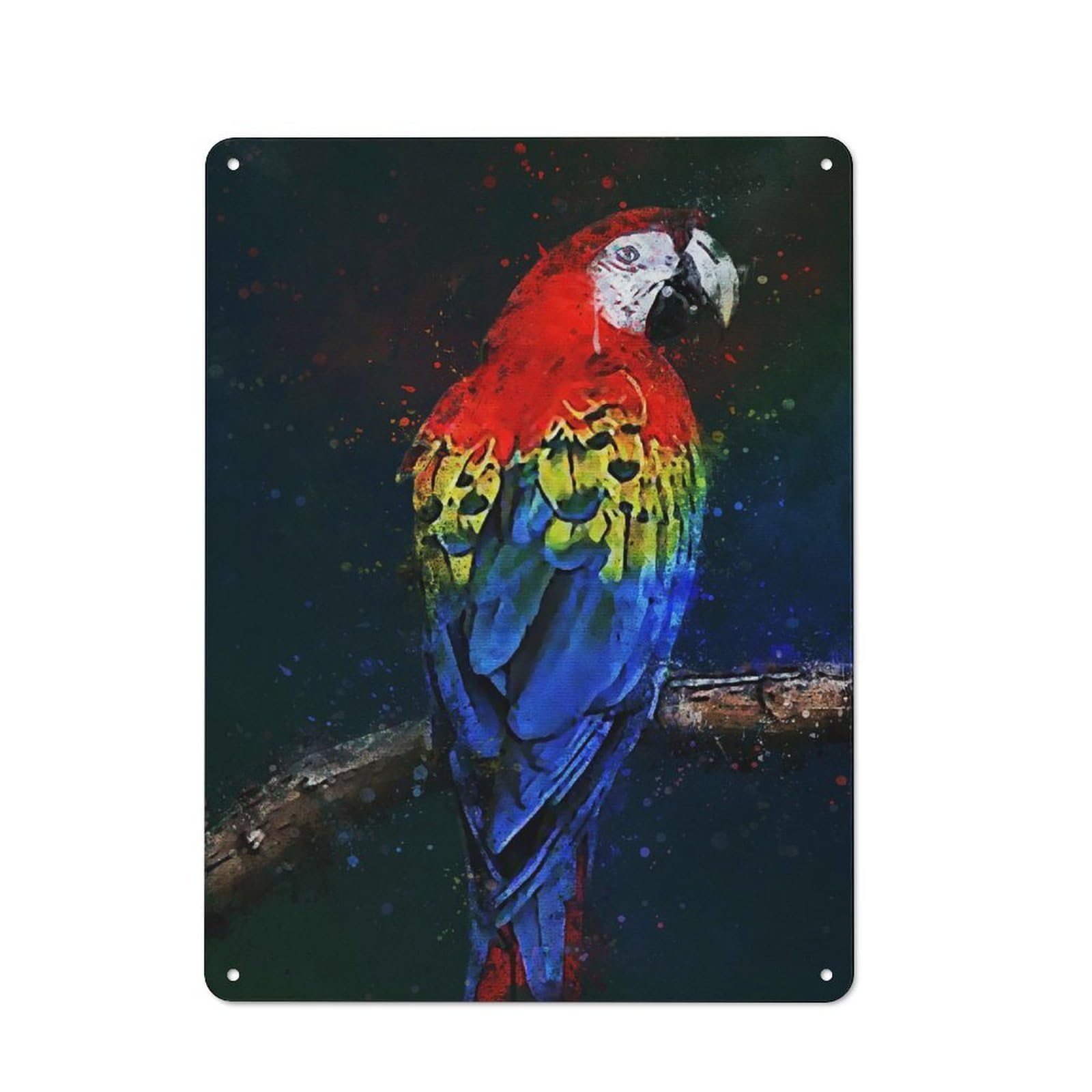 Distressed Look Red Parrots Decorative Tin Sign 40x30cm, Retro Room Decor for Lounge, Study, Pub Or Wall Gallery