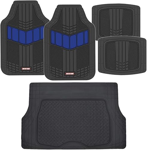 Motor Trend DualFlex - Tapetes de goma resistentes con forro de maletero de carga para automóvil, camión, SUV, moldura universal para adaptarse a