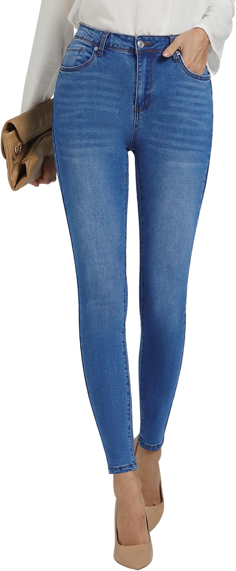 Skinny Jeans for Women High Waist Stretchy Classic High Rise Slimming Jeggings Denim Trousers Pants