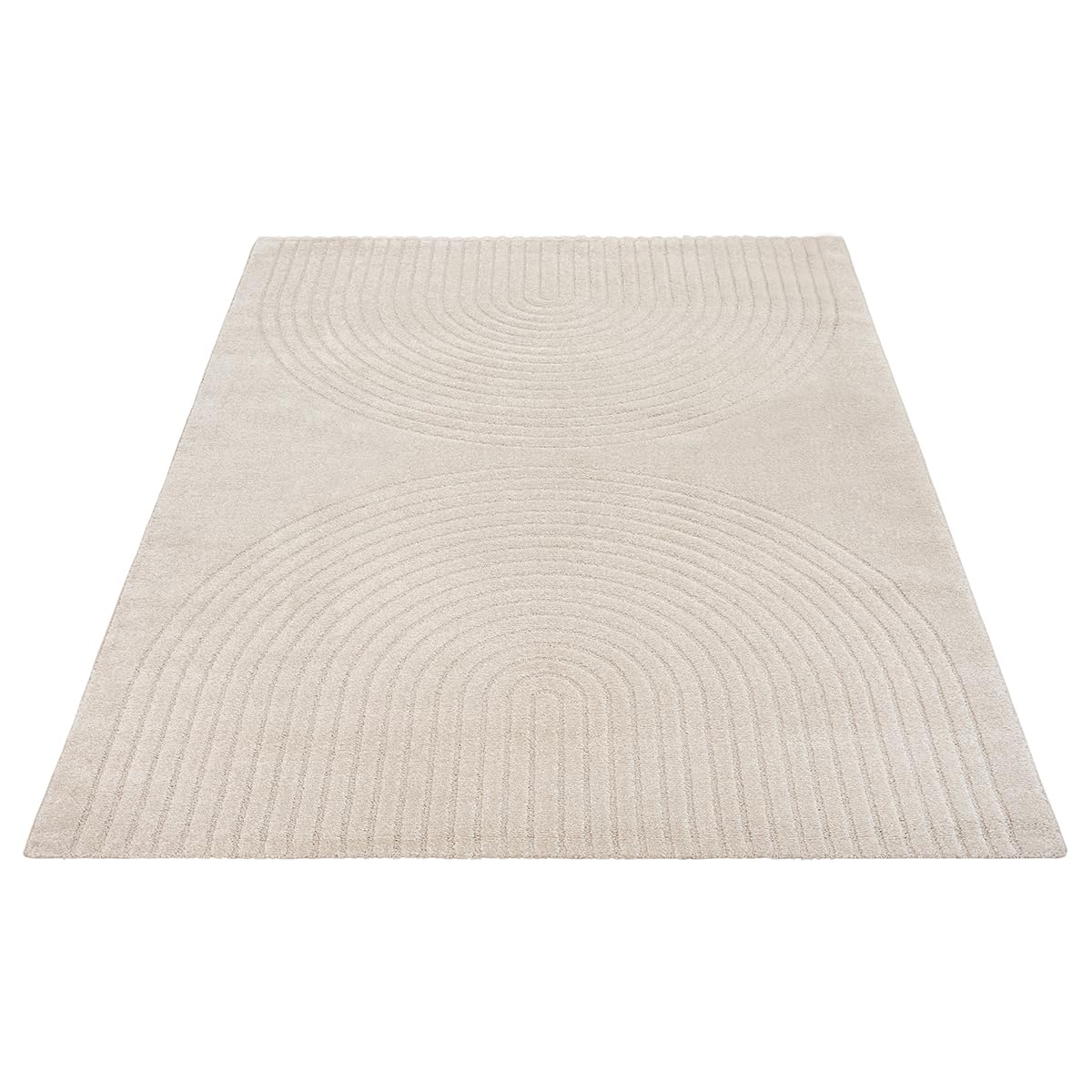 the carpet Elisa, Tapis Moderne de Salon, Design géométrique, Haute densité de Poil et agréablement Doux, Beige, 140 x 200 cm