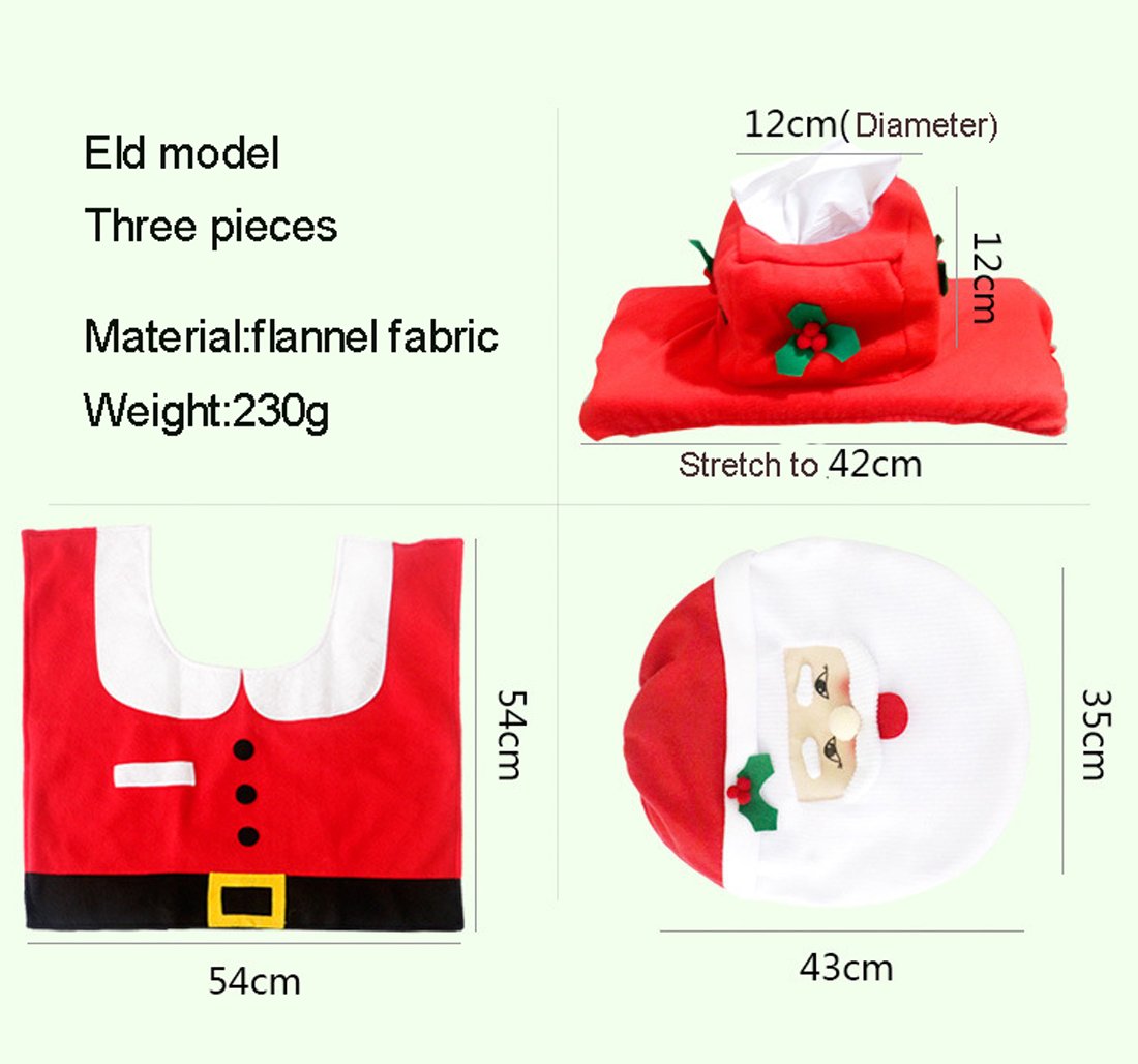 Set Bagno Natalizio: Tappetino, Copriwater E Copriserbatoio Con Tema Babbo Natale, Pupazzo Di Neve O Renna - 3