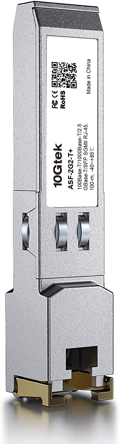 10Gtek SFP Transceiver 100Base-T/1000Base-T/2.5GBase-T SGMII RJ-45 Industrial Grade Compatible with Ubiquiti UniFi
