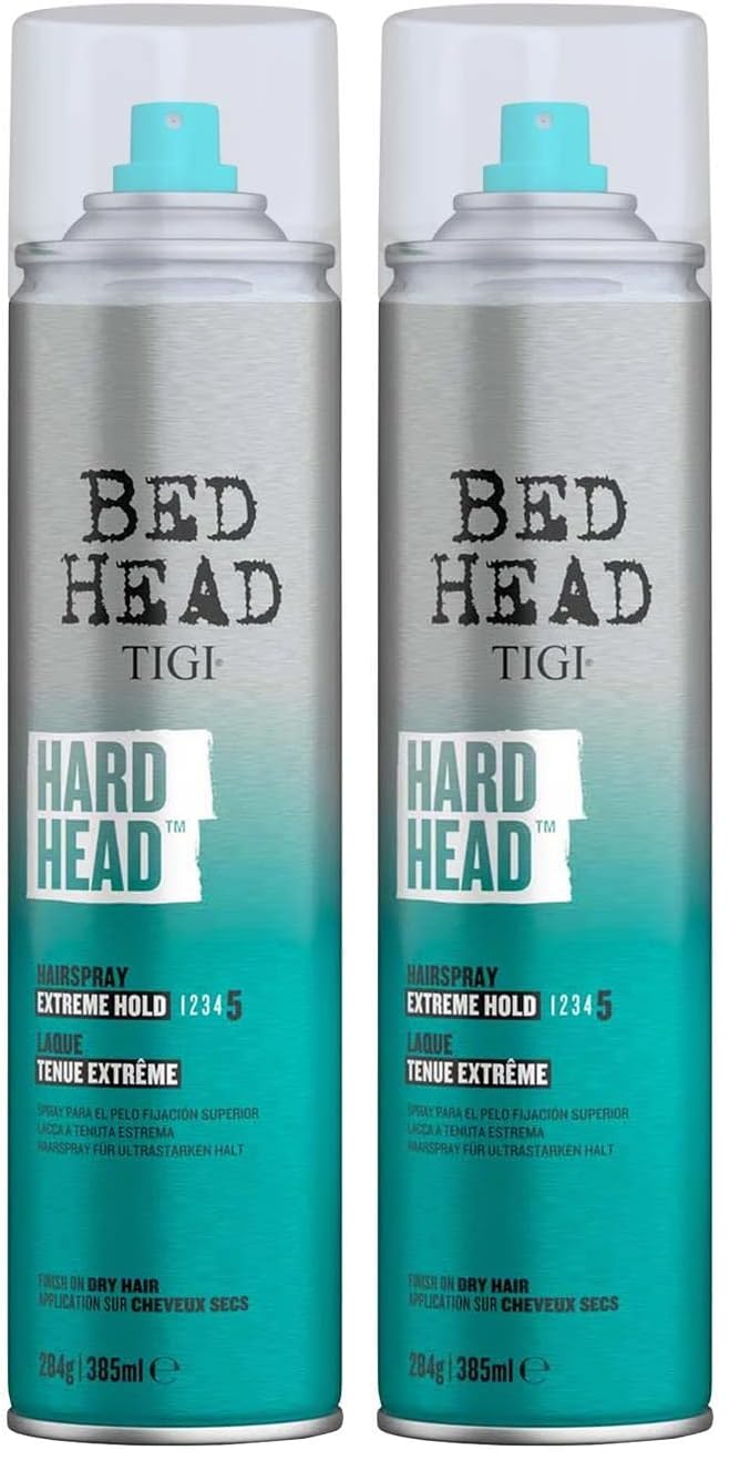 Bed Head by TIGI Hard Head Hairspray Multipack – 2-Pack Extra Strong Hold Hair Spray for Women and Men, Professional Salon Styling, Long-Lasting Control with Natural Shine Finish, Frizz Control