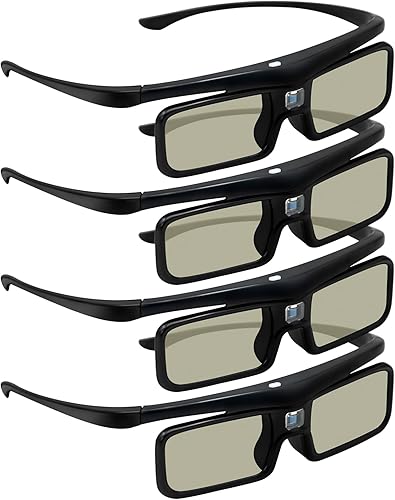 ABSGEEGA DLP Link - Gafas 3D, 4 unidades, recargables con obturador activo, 144 Hz recargables