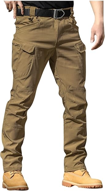 OIOLOYJM Military Cargo Pants for Men Hiking Relaxed Fit Work Waterproof Stretch Tactical Lightweight Outdoor Travel Pant