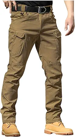 OIOLOYJM Military Cargo Pants for Men Hiking Relaxed Fit Work Waterproof Stretch Tactical Lightweight Outdoor Travel Pant