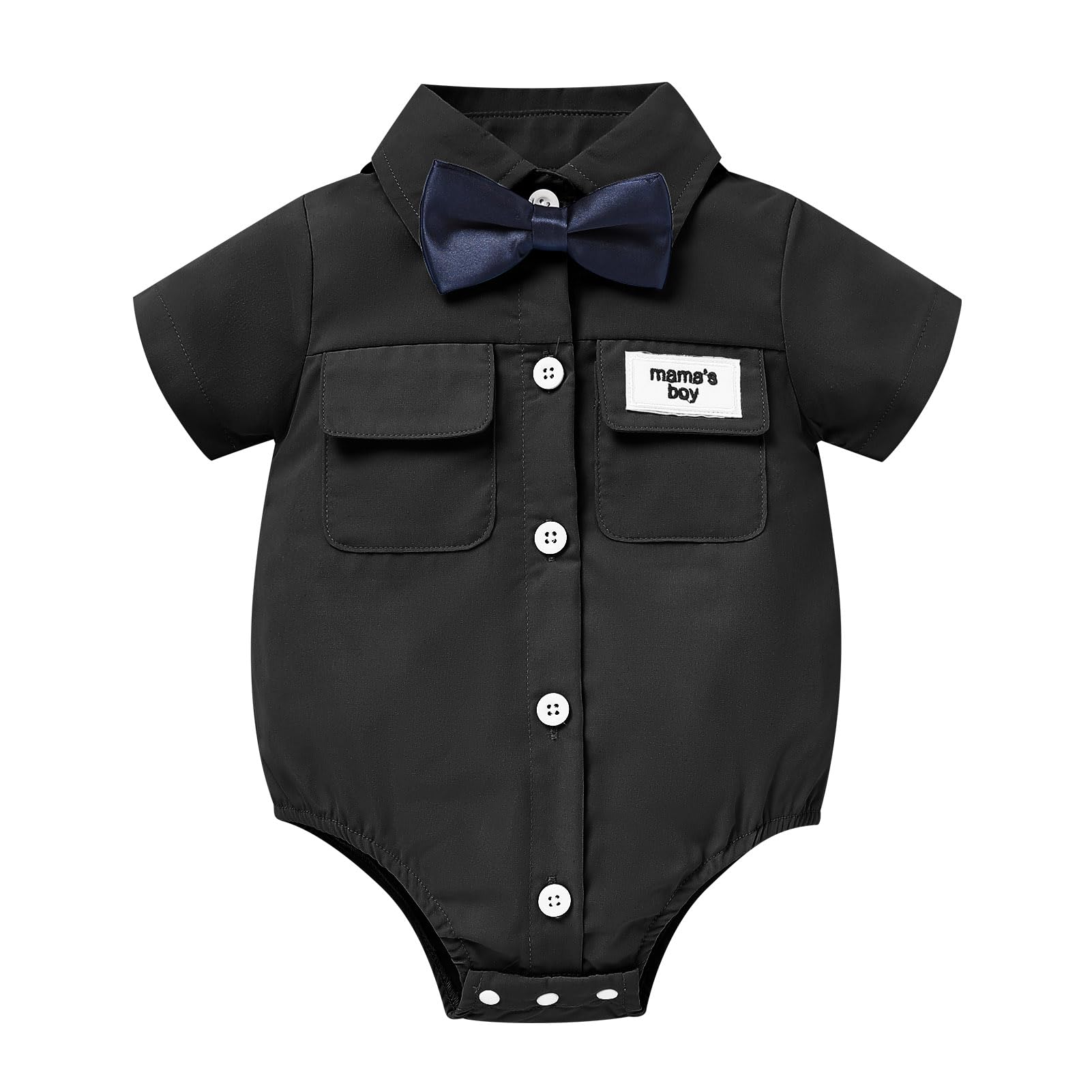 Sinhoon Baby Boy Formal Dress Shirt Infant One Piece Gentleman Outfits Button Up Short Sleeve Solid Bodysuits