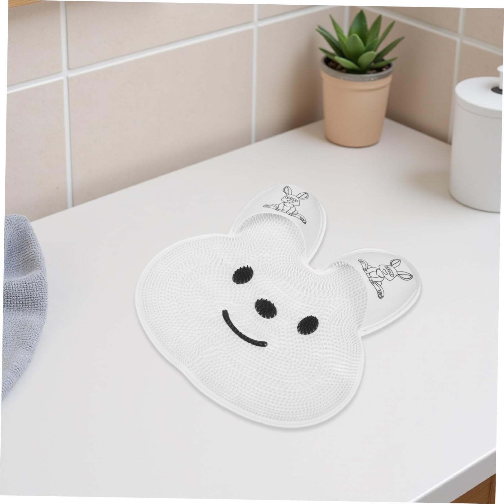 Tappetino Rimuove Antiscivolo Silicone a Forma di in e Bianco Esfoliante Pelle Morta, Massaggio Bagno Piedi per Tutta