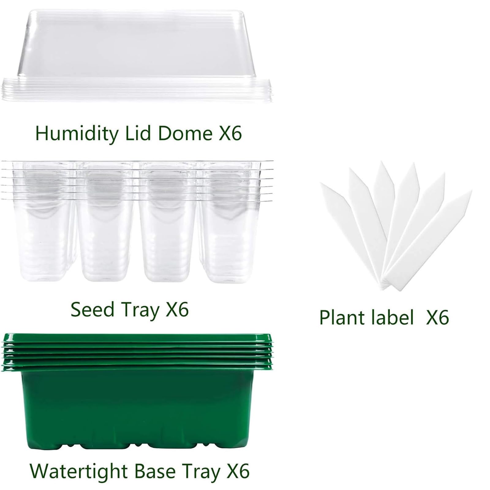 Saatgut-Starterschale, 6 Setzling-Kits mit einstellbarer Luftfeuchtigkeitskuppel, Pflanzen-Starter-Set für Samenzucht-Starting (12 Zellen pro Tablett)