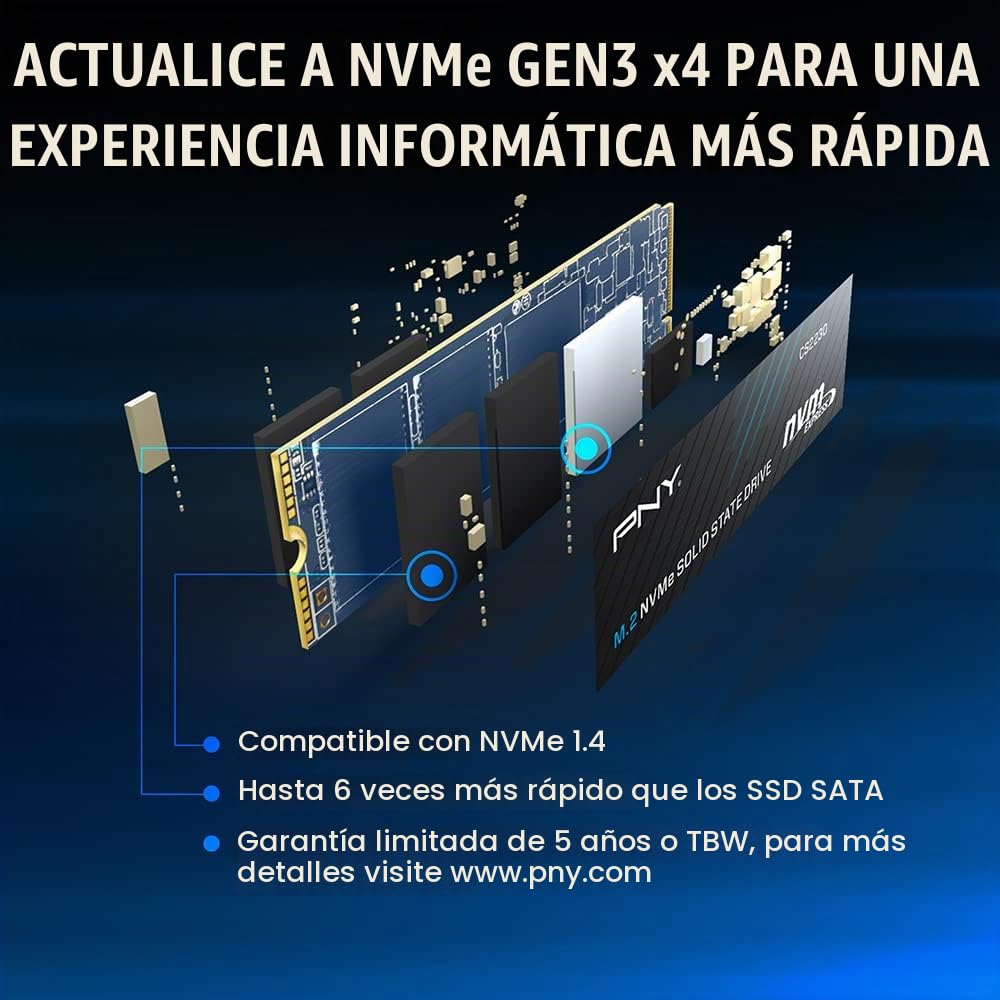 PNY CS2230 1TB SSD Interno M.2 NVMe Gen3, hasta 3300MB/s - M280CS2230-1TB-RB