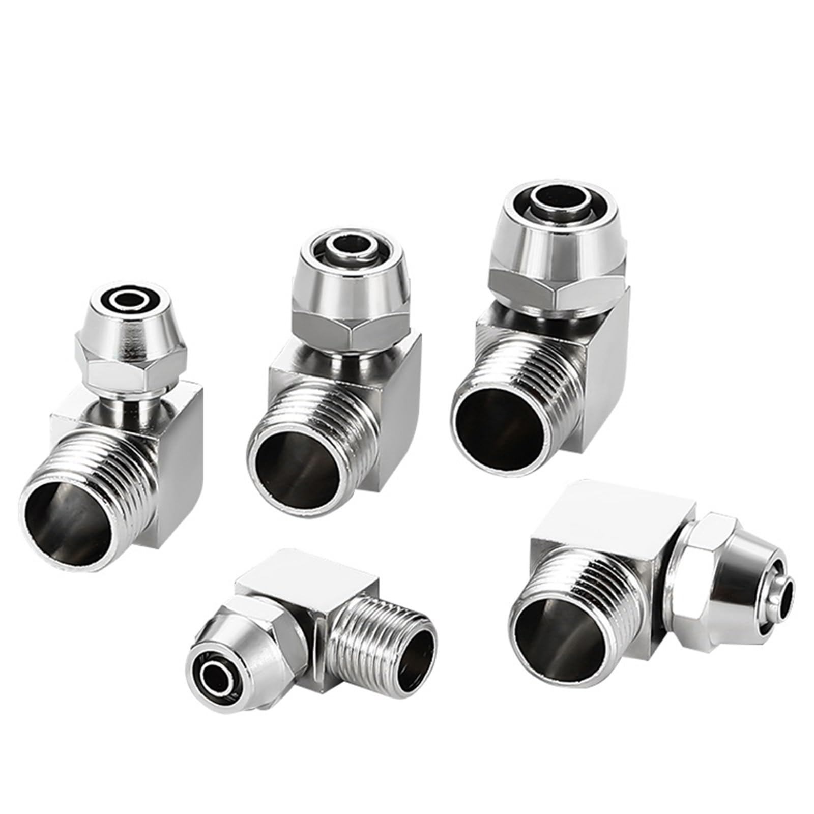 10 piezas de accesorios neumáticos de codo roscado de giro rápido, conector de aire de cobre niquelado KLL4/6-M5, KLL4-01, KLL6-02, KLL8-01, KLL8-02(KLL10-01)