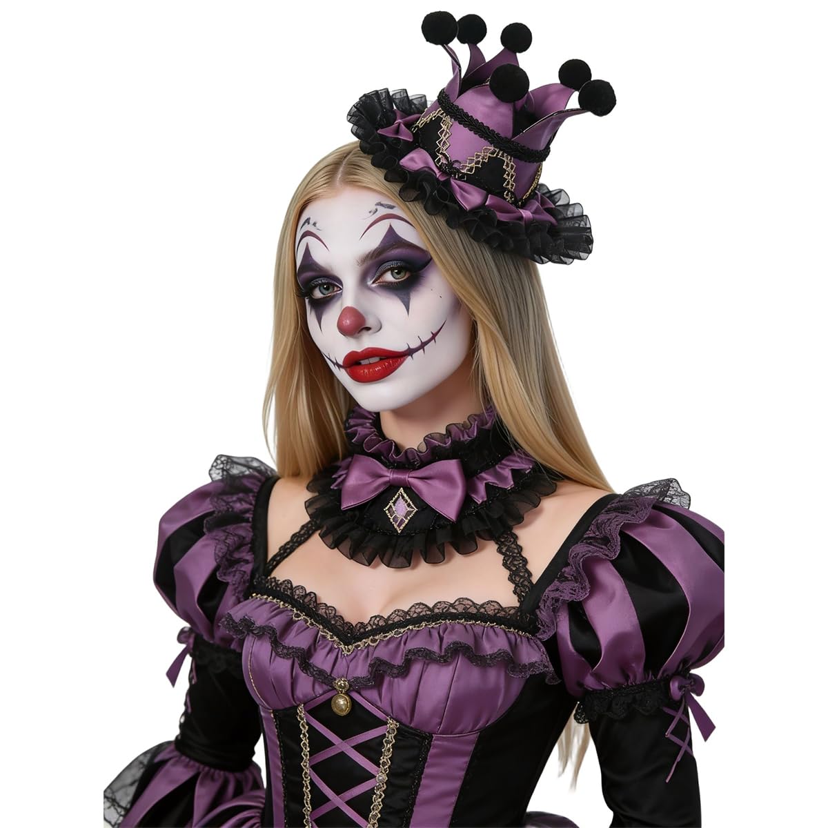 BPURB Women Circus Clown Jester Hat Lolita Crown Mini Top Hat Halloween Costume Headband Tiara for Carnival Cosplay Party โ image 1