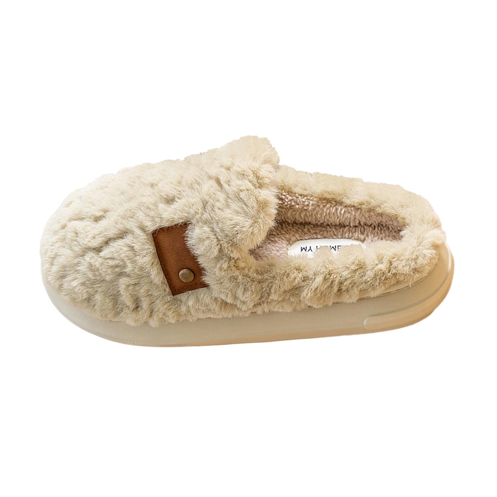 Slippers for Women Winter House Slippers Indoor Outdoor Fuzzy Platform Slipper Warm Lining Shoes Non-Slip with Memory Foam