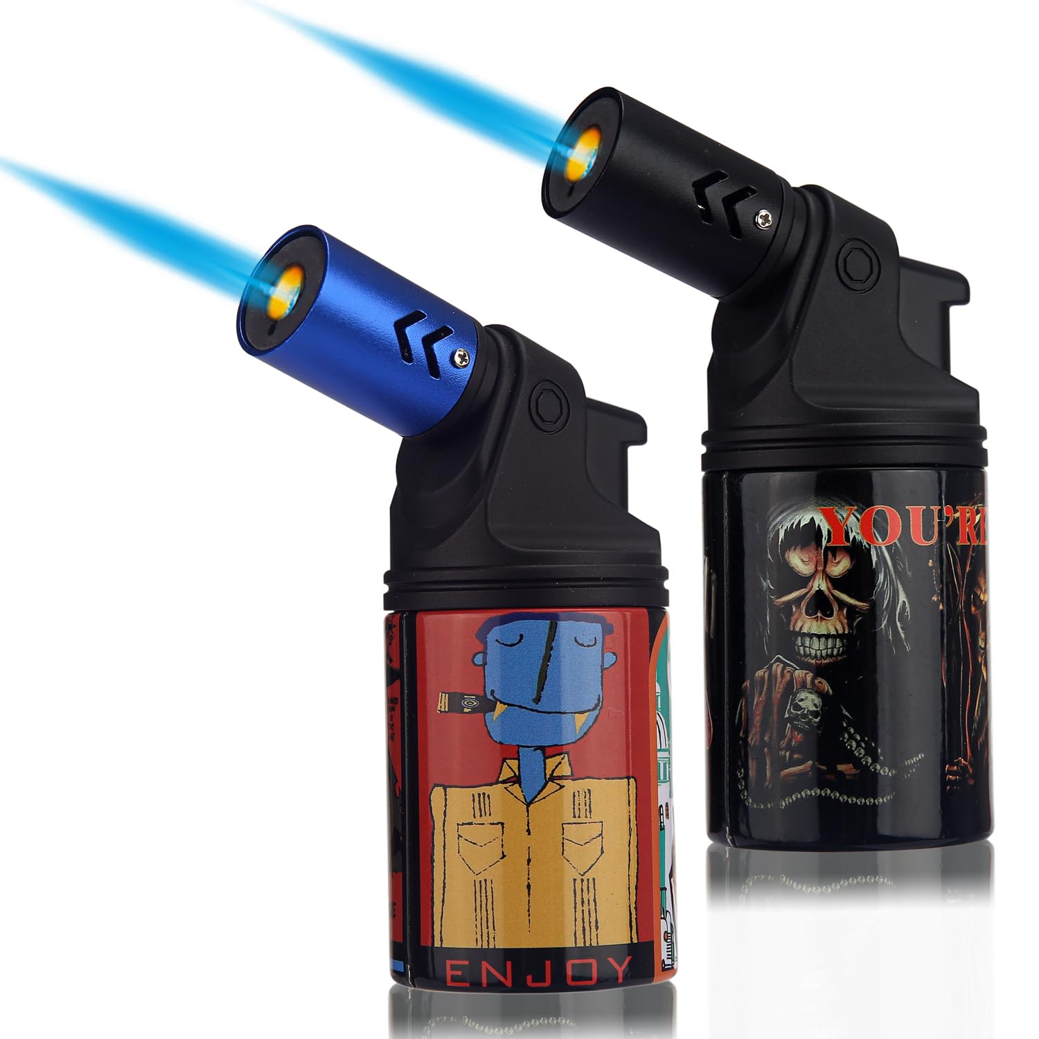 HONEST Two Pack High Cost Performance Torch Lighter Single Power Jet Flame  Butane Lighters Refillable Adjustable Gas Lighter Windproof Lighters Candle  ...