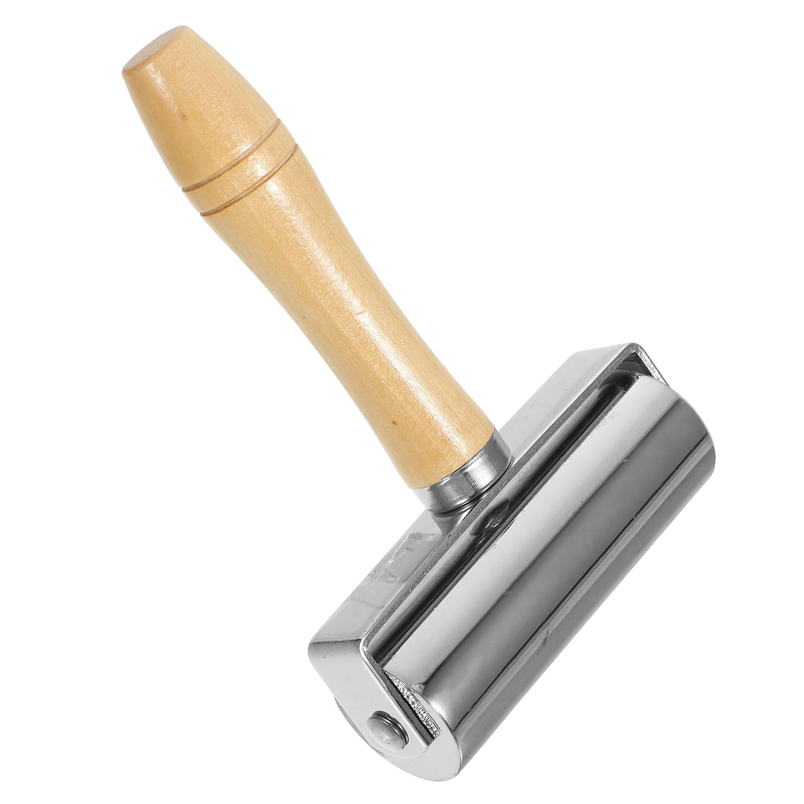 Rodillo de masa premium con mango de madera y rueda de acero inoxidable, herramienta de hornear sin esfuerzo para pizza, pastelería y cocina, bordes lisos para prensado uniforme de la masa