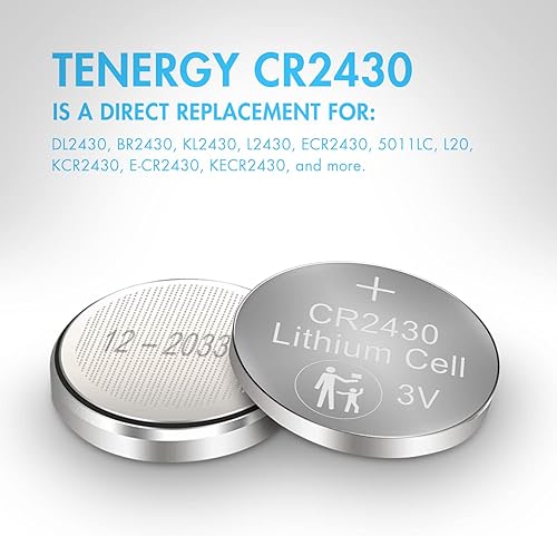 Miniatura 4 de Tenergy Batería CR2430, batería de litio de 3 V para llavero de automóvil, control remoto de automóvil, calculadoras, termómetros y más, 5 unidades