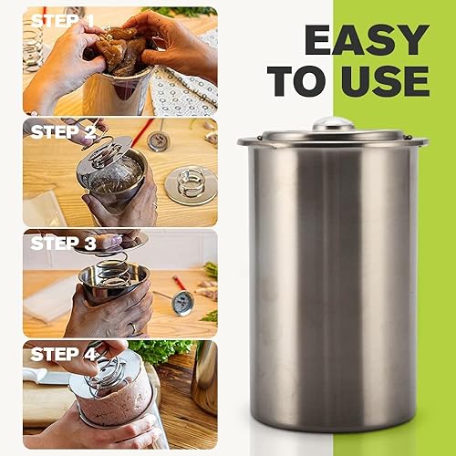 Miniatura 2 de 2023 Nueva máquina de jamón de prensa, tres capas de acero inoxidable sándwich de jamón prensa prensa con termómetro, recetas de mariscos, carne de