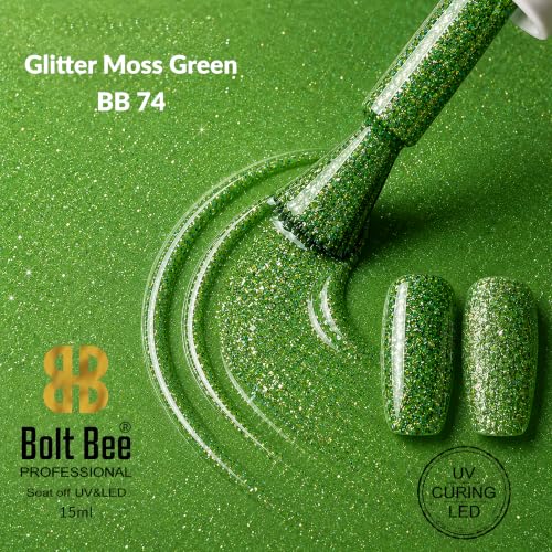 Image of BOLT BEE 15ML Gel Nail Polish - Clear Pink Glitter, Soak Off UV LED, Nail Art Starter for Manicure Salon DIY at Home, 0.5 OZ