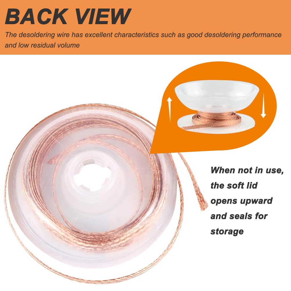Solder Wick Braid with Flux and Desoldering Sucker, 4mm Width Desoldering Wick with Flux No-Clean Soldering Wick Remover Tool Solder Sucker (2 Pack, 3M/10FT)