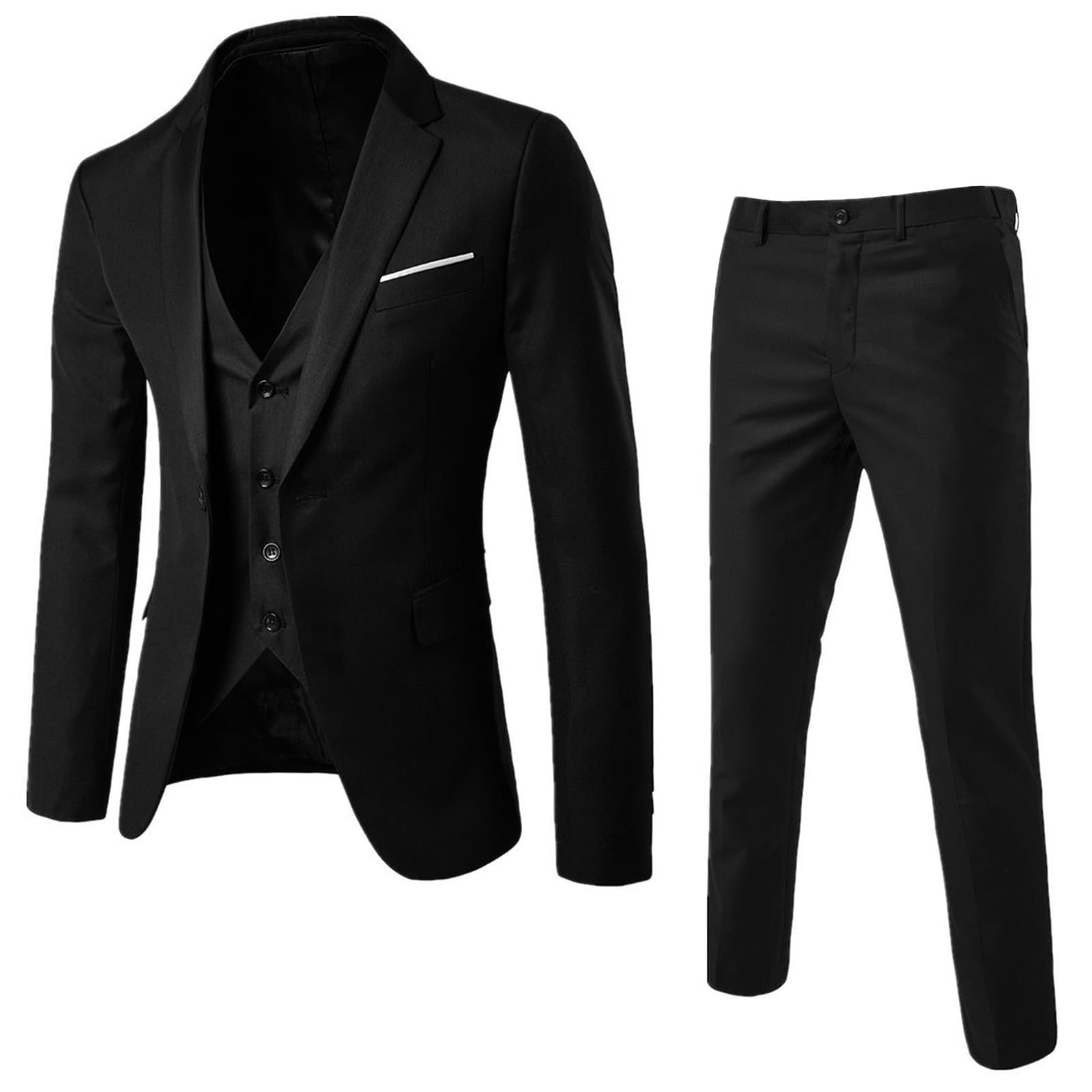 Generisch Tuta da uomo, sottile, 3 pezzi, per matrimonio, business, festa, giacca, gilet e giacca per pantaloni con orecchie da uomo