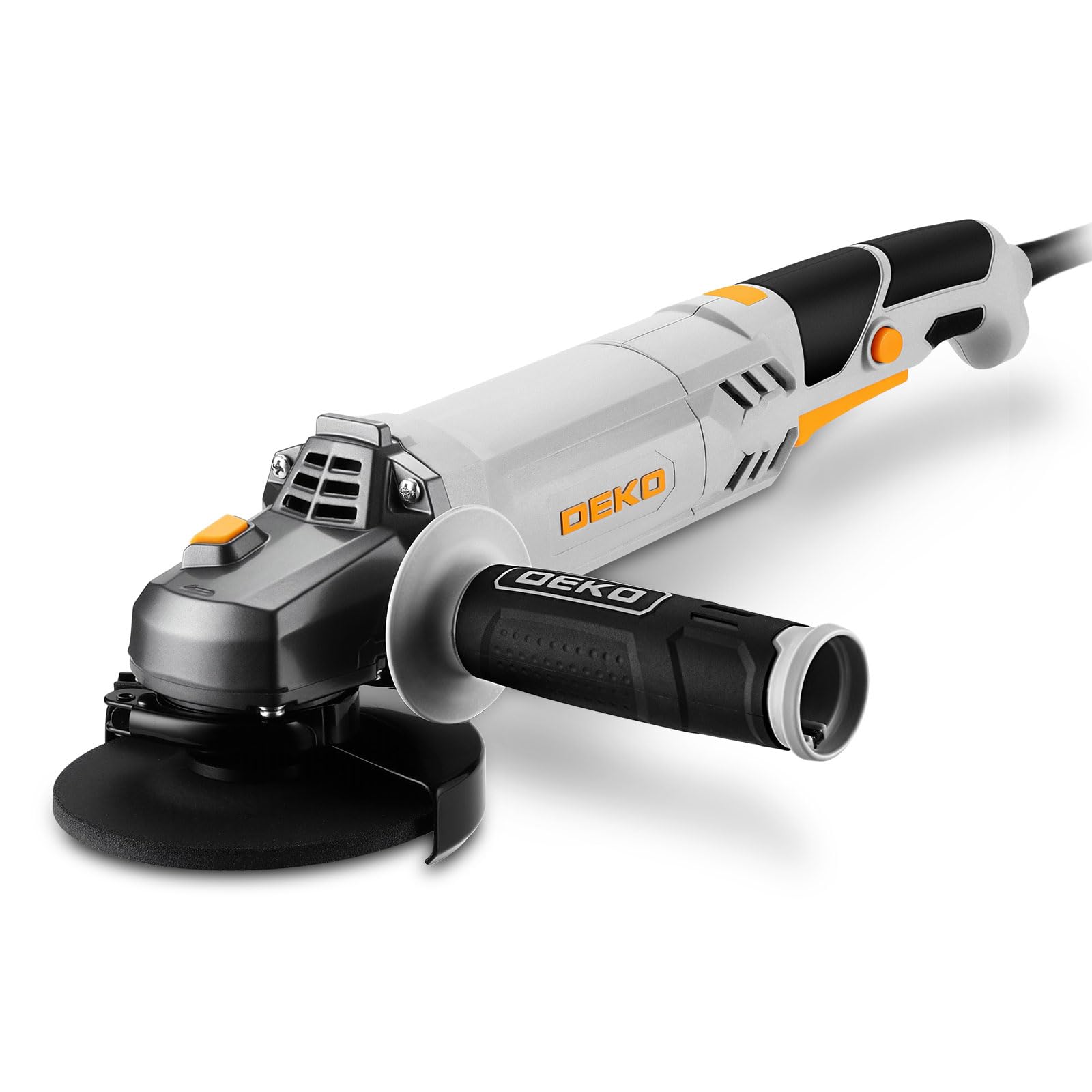 DEKOPRO Meuleuse d'Angle 900W: Ø 125mm Longues Poignées Meuleuse d'Angle Électrique avec Poignée Auxiliaire, Capot de Protection, Écrou de Serrage, Clé à Ergots, pour Meulage, Tronçonnage