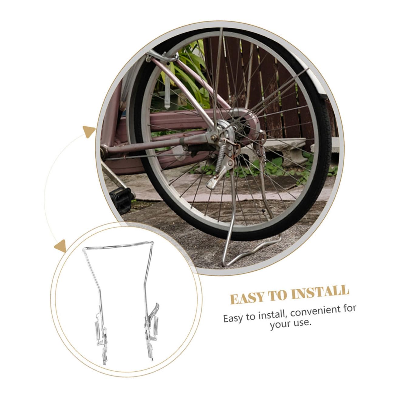 Béquille de Vélo Double Jambes en Acier Argentée pour Bicycle